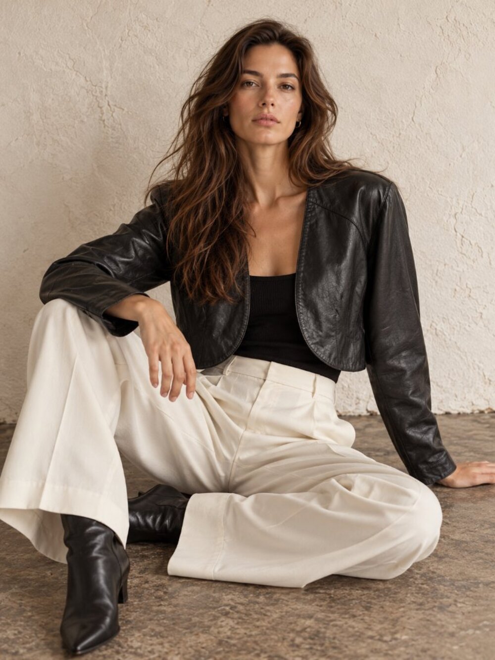 Vintage Black Leather Bolero Jacket | Cropped Shrug Small